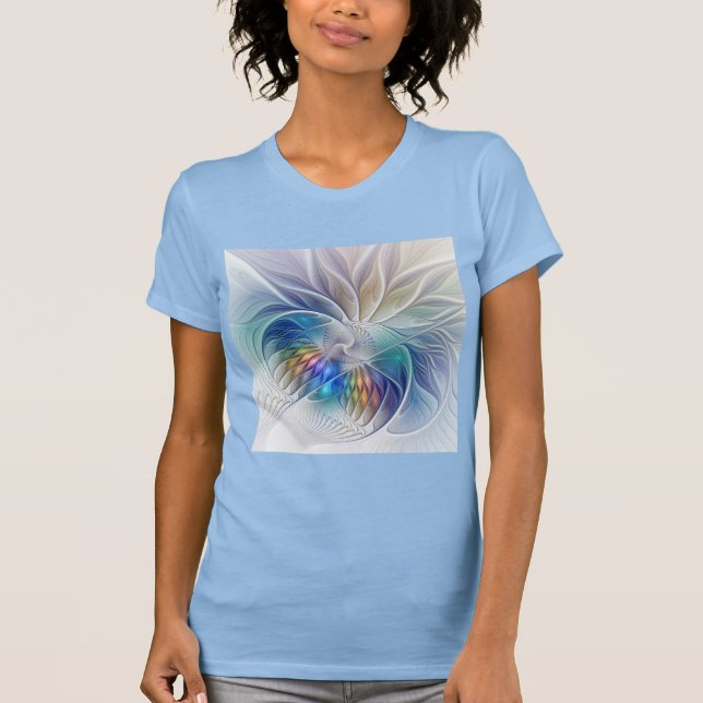 Blumenmuseum Fraktal Kunst, bunte Abstrakte Blume T-Shirt (Vorderseite)