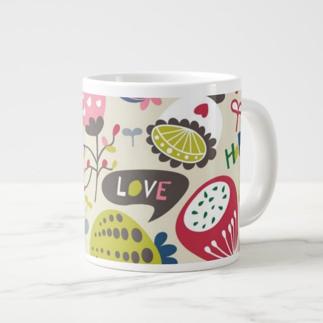 Blumenmuster 11 Jumbo-Tasse (Vorderseite Rechts)
