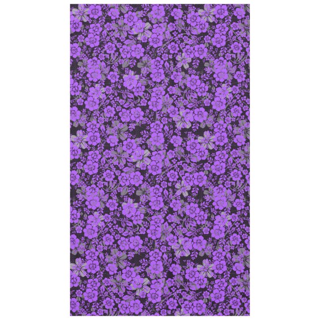 Blumenmuster 15.Lila.b Schwarze BG Tischdecke (Vorderseite)