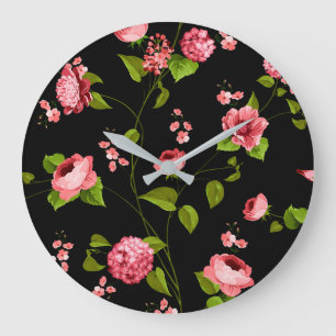 Blumenmuster 18 große wanduhr