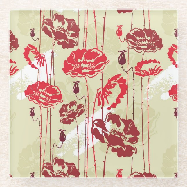 Blumenmuster 2 der abstrakten Eleganz Glasuntersetzer (Vorderseite)