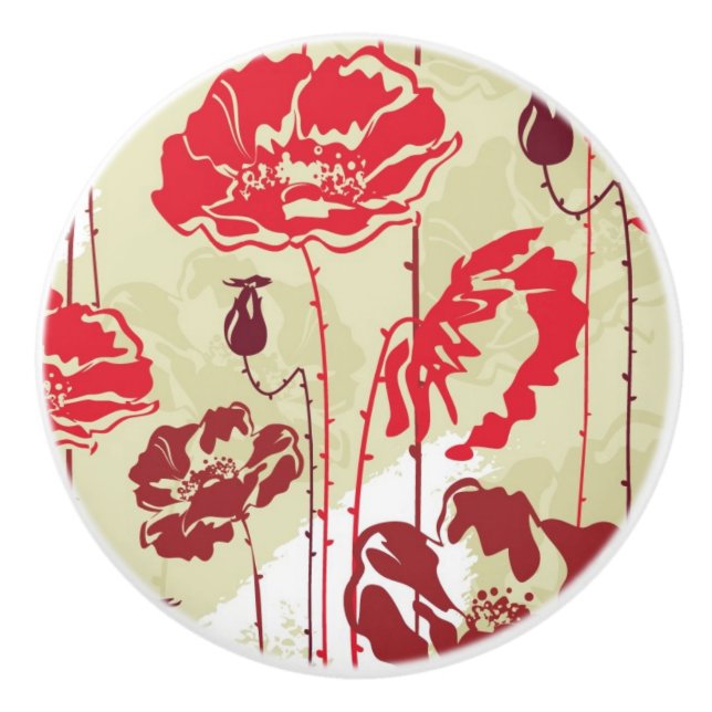 Blumenmuster 2 der abstrakten Eleganz Keramikknauf (Vorderseite)