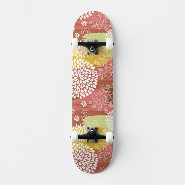 Blumenmuster 2 skateboard (Vorderseite)