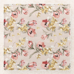 Blumenmuster 3 der abstrakten Eleganz Glasuntersetzer