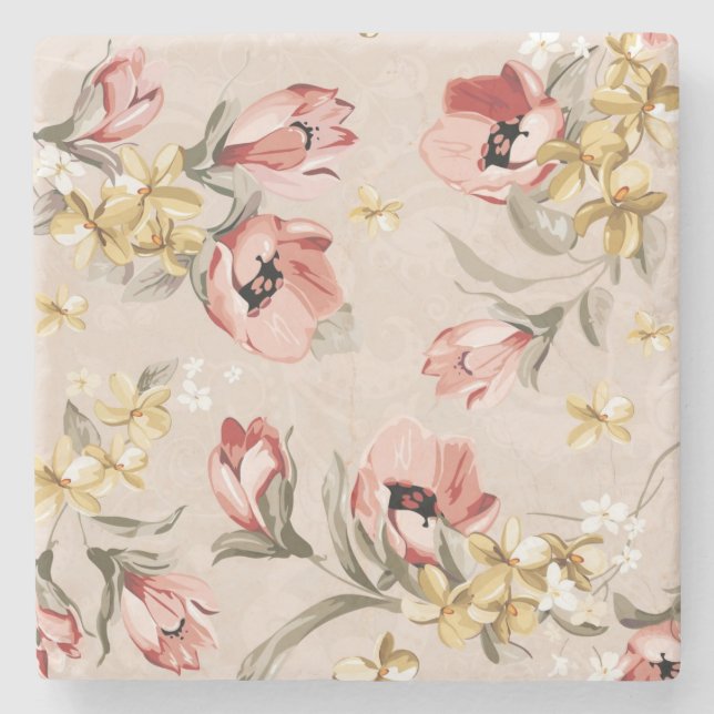 Blumenmuster 3 der abstrakten Eleganz Steinuntersetzer (Vorderseite)