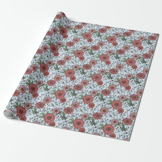 Blumenmuster 3 geschenkpapier (Ungerollt)