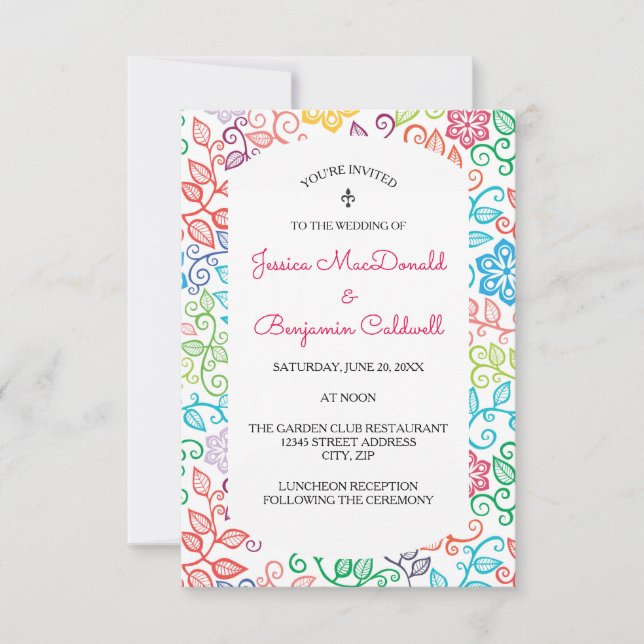 Blumenmuster - 3x5 Einladung zur Hochzeit (Vorderseite)