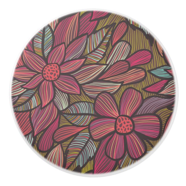 Blumenmuster 4 2 keramikknauf (Vorderseite)