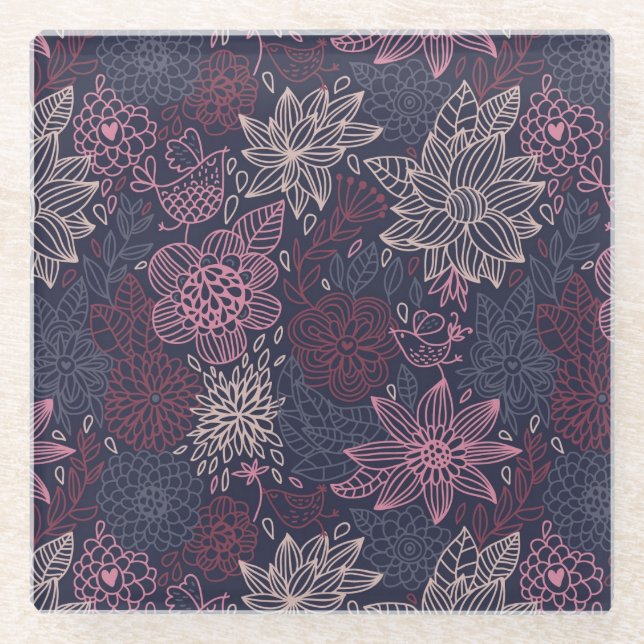 Blumenmuster 4 3 glasuntersetzer (Vorderseite)