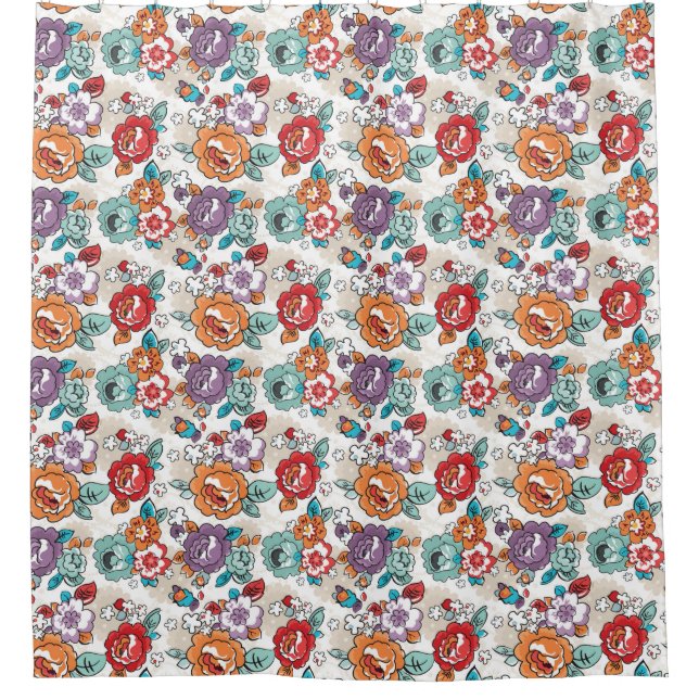 Blumenmuster 5 der abstrakten Eleganz Duschvorhang (Vorderseite)