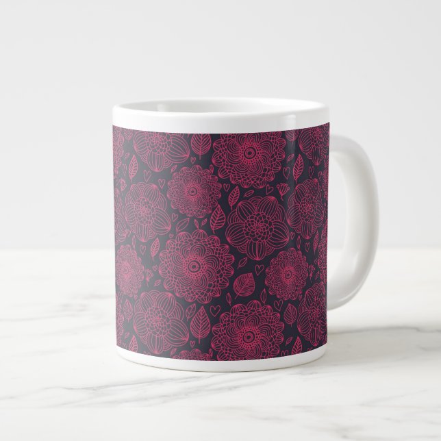 Blumenmuster 5 Jumbo-Tasse (Vorderseite Rechts)