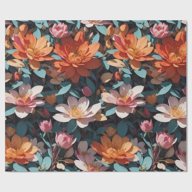 Blumenmuster 5 | Schleifpapier Geschenkpapier (Flach)