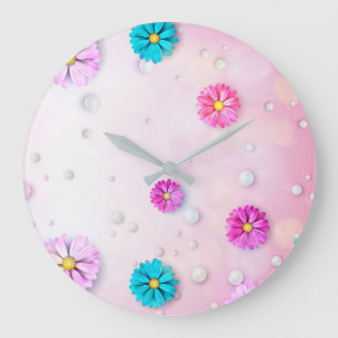 Blumenmuster 7 große wanduhr