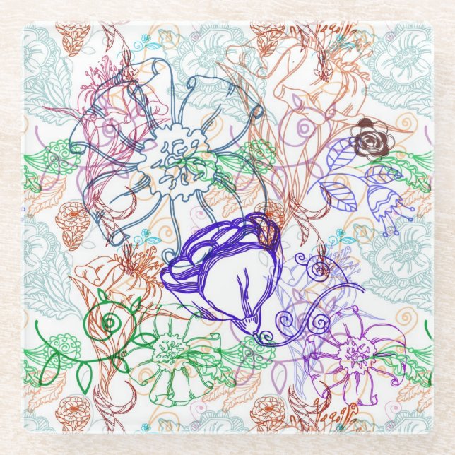 Blumenmuster 9 glasuntersetzer (Vorderseite)