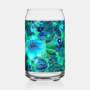 Blumenmuster Abstraktes Muster Blau Grüne Aquamari Dosenglas