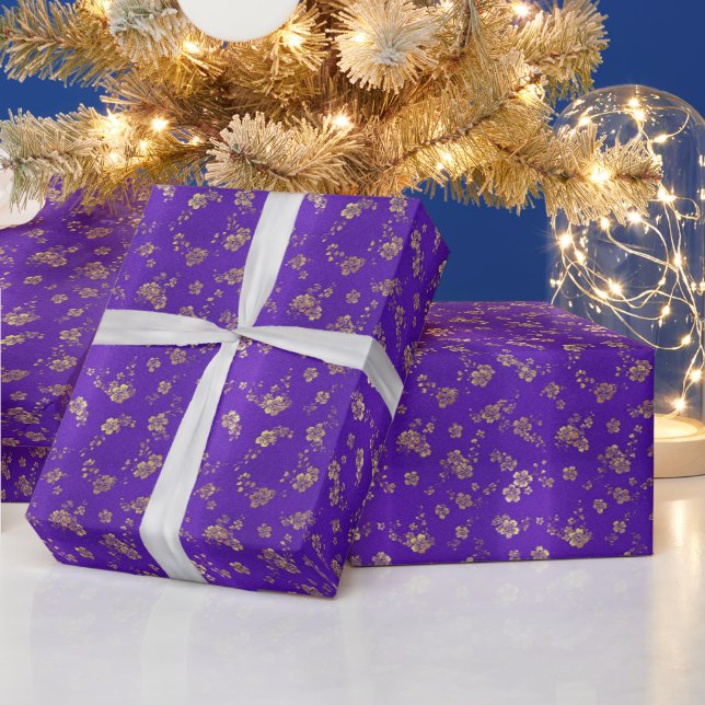Blumenmuster | Amethyst-Blüte Geschenkpapier (Feiertage)