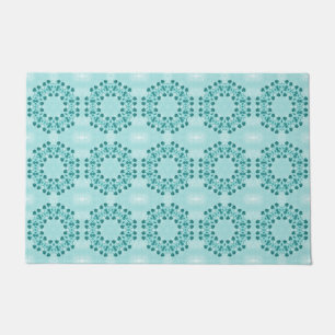 Blumenmuster, Aquamarin blau Fußmatte