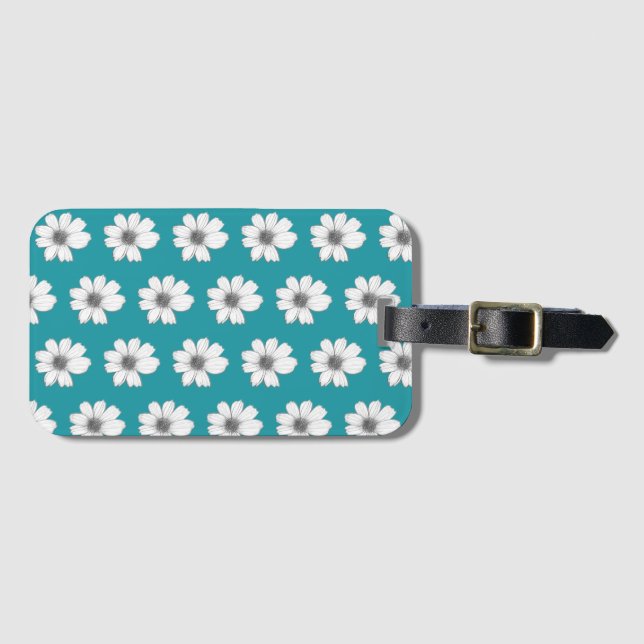 Blumenmuster aquamarin blau gepäckanhänger (Vorderseite (Horizontal))