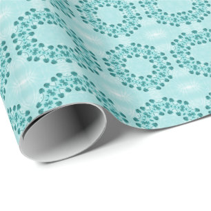 Blumenmuster, Aquamarin blau Geschenkpapier