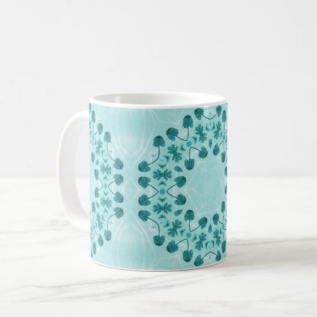 Blumenmuster, Aquamarin blau Kaffeetasse (Vorderseite Links)