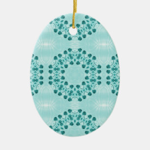 Blumenmuster, Aquamarin blau Keramik Ornament