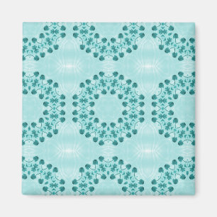 Blumenmuster, Aquamarin blau Magnet