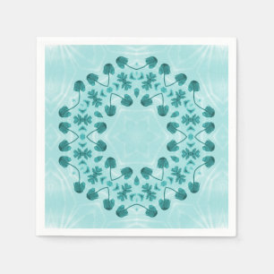 Blumenmuster, Aquamarin blau Serviette