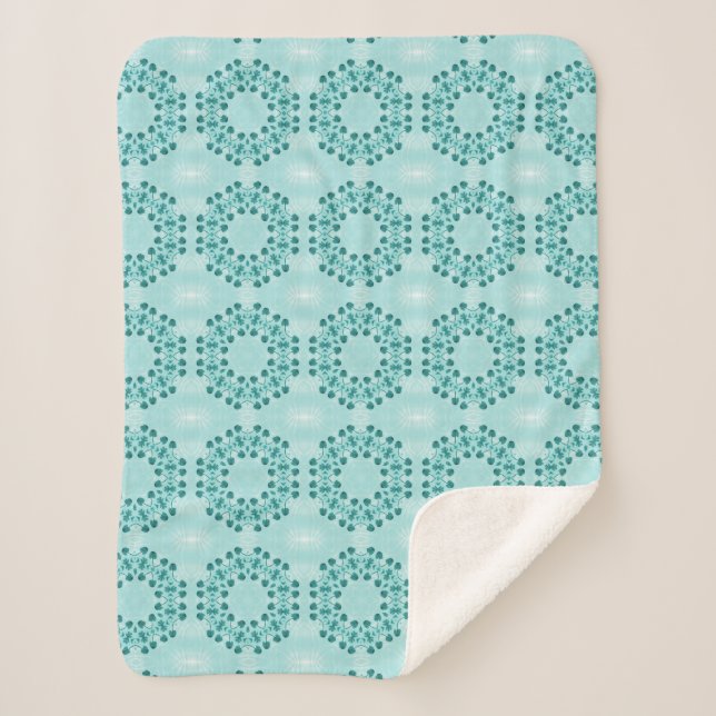 Blumenmuster, Aquamarin blau Sherpadecke (Vorderseite)