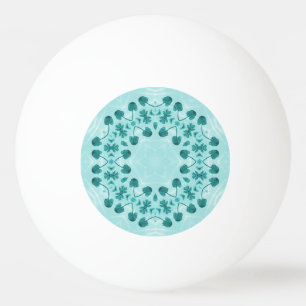 Blumenmuster, Aquamarin blau Tischtennisball