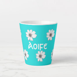 Blumenmuster Aquamarin Blue individuelle Name Milchtasse