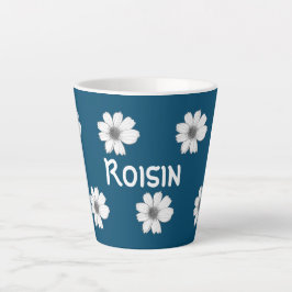 Blumenmuster Aquamarin Blue individuelle Name Milchtasse