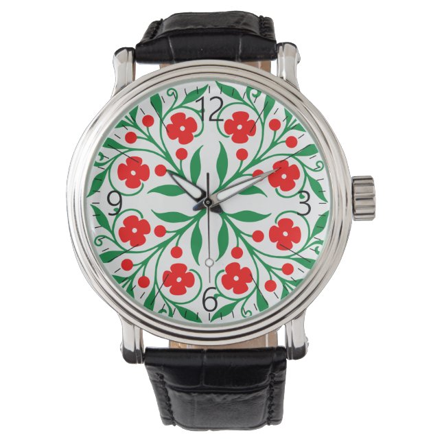 Blumenmuster Armbanduhr (Vorderseite)
