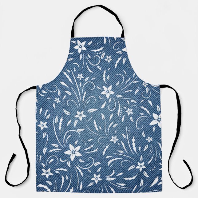 Blumenmuster auf Denim Schürze (Vorderseite)