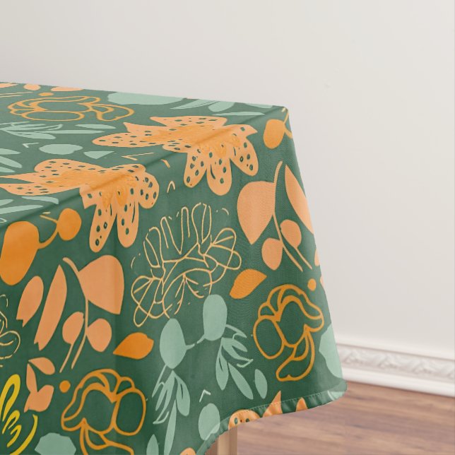 Blumenmuster auf dunkelgrünem Hintergrund  Tischdecke (Beispiel)