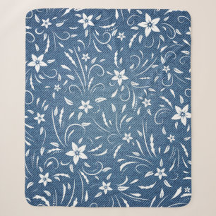 Blumenmuster auf Jeansstoff Sherpadecke