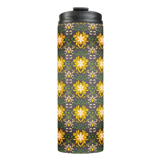 Blumenmuster auf Reisen Thermosbecher (Vorderseite)