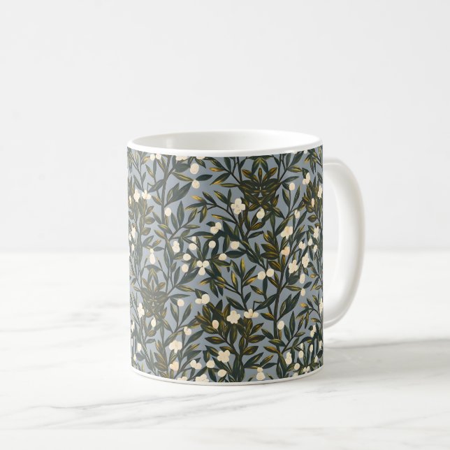 Blumenmuster auf staubgrauem Hintergrund Kaffeetasse (VorderseiteRechts)