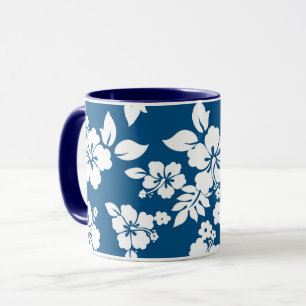 Blumenmuster aus aquamarinem Blau und Weiß des Hib Tasse