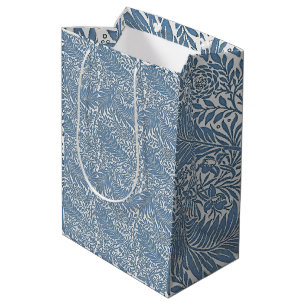Blumenmuster aus dem 19. Jahrhundert Blau auf weiß Mittlere Geschenktüte