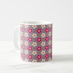 Blumenmuster aus karmesinroten und weißen Blumen a Kaffeetasse