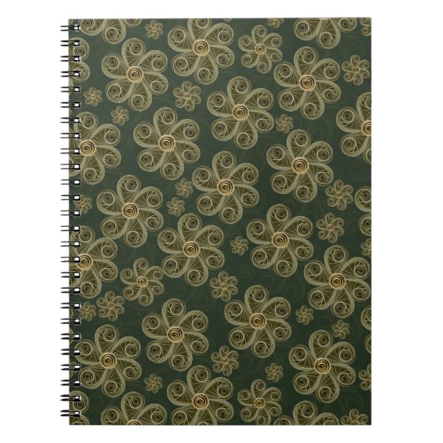 Blumenmuster aus Papierrollen im Waldstil Notizblock (Vorderseite)
