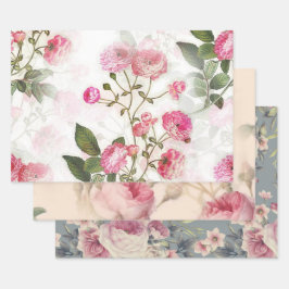 Blumenmuster aus rosa Blume und Rose Geschenkpapier Set