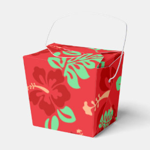 Blumenmuster aus rotem und grünem tropischem Hibis Geschenkschachtel