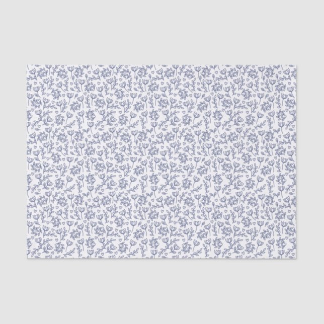 Blumenmuster aus Weiß und Blau Osterblau Seidenpapier (Vorderseite)