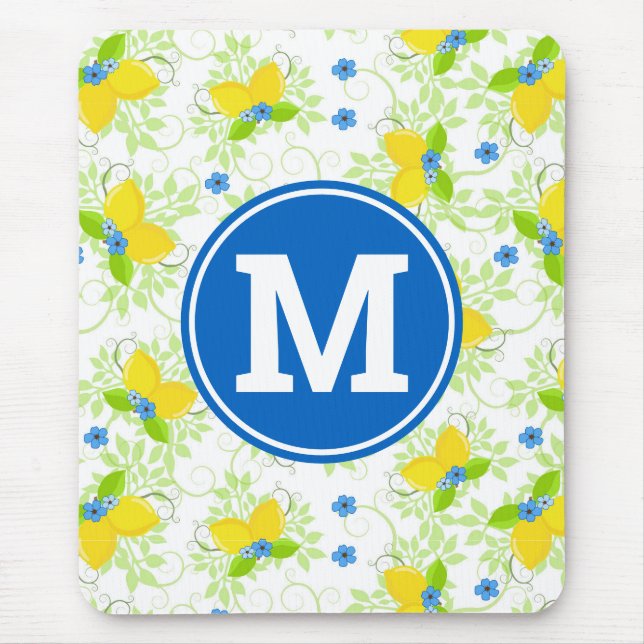 Blumenmuster aus weißem und gelbem Lemon Mousepad (Vorne)