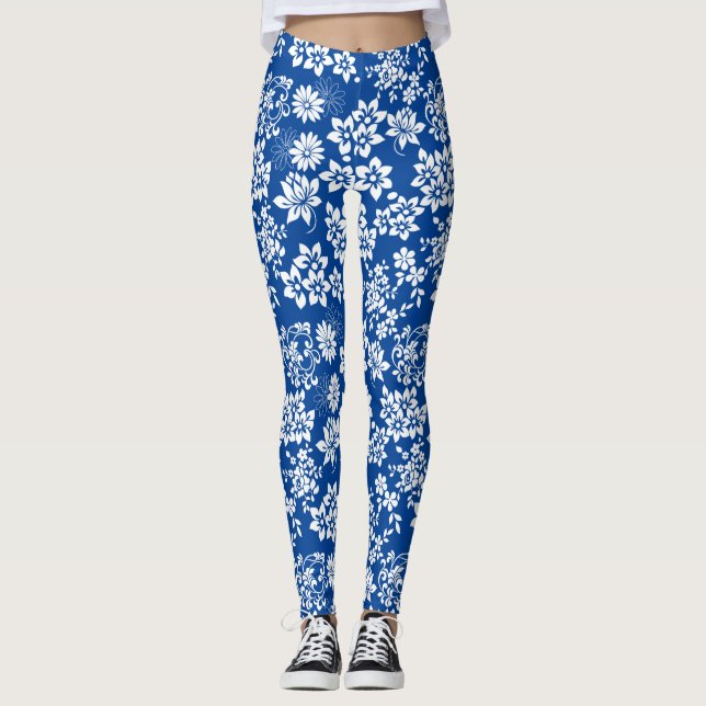 Blumenmuster.b Blau BG Leggings (Vorderseite)