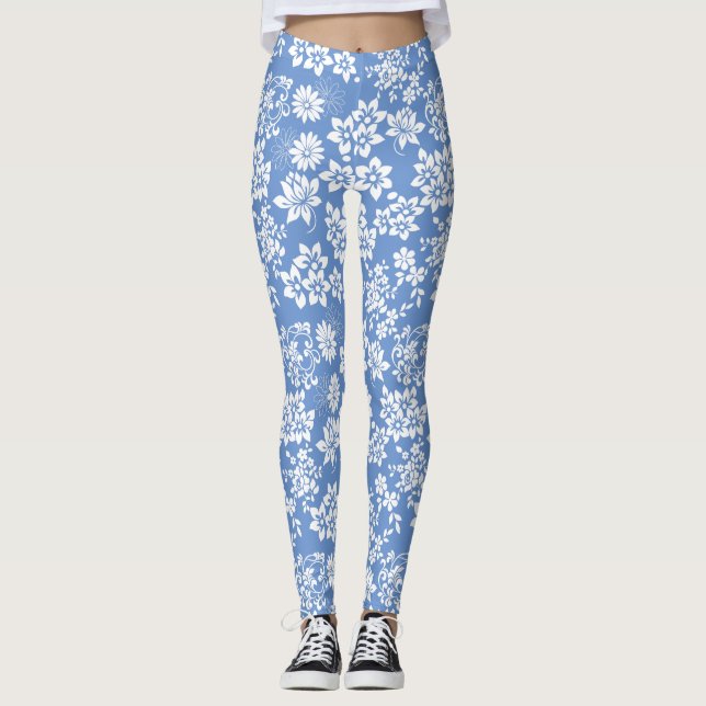 Blumenmuster.b L Blau BG Leggings (Vorderseite)