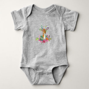 Blumenmuster Baby Reh Tier Süß Hübsch Strampler