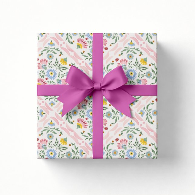 Blumenmuster-Baby-Shower-Geschenkpapier Geschenkpapier (Von Creator hochgeladen)