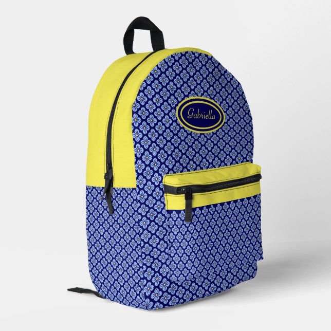 Blumenmuster Bedruckter Rucksack (Rückseitige Ecke links)